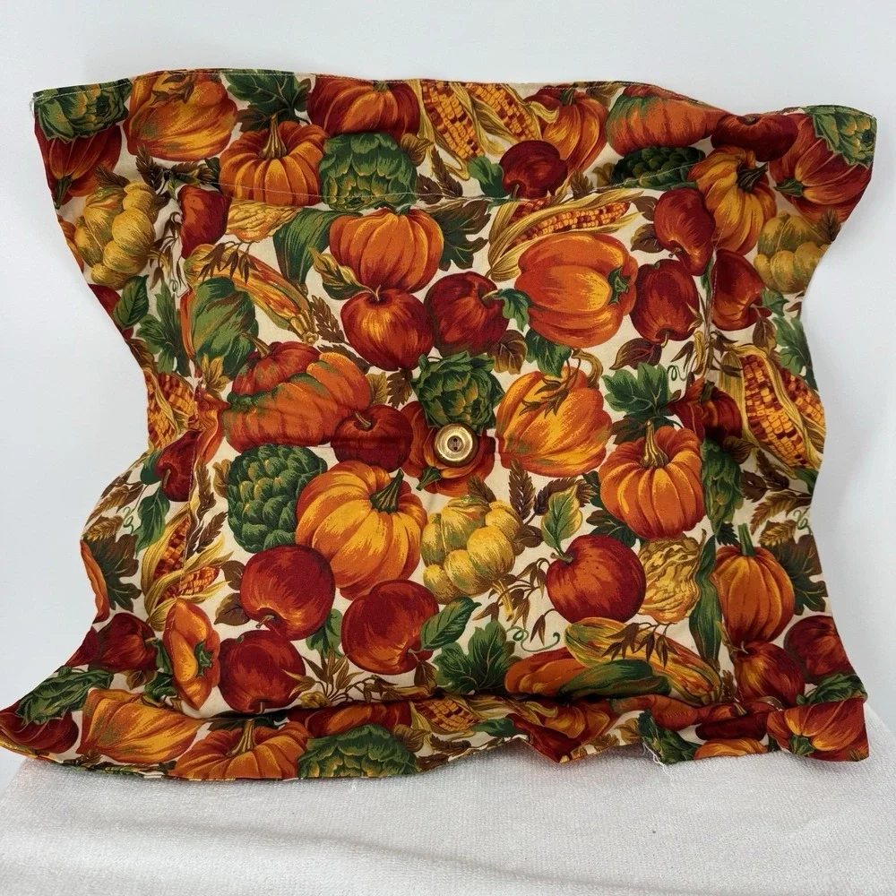 Vtg Thanksgiving Harvest Fall Cottagecore 15x15‎ Pillows Set Of 2 Custom Made